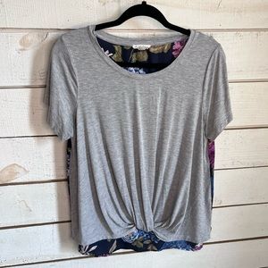 Jane and Delancey twist front floral back top size M